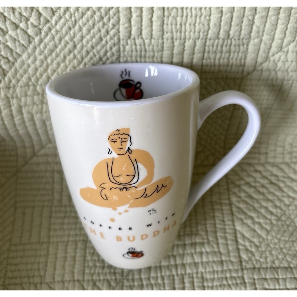 Barnes & Noble Coffee With The Buddha Ceramic Mug Cup 2000s Buddhism